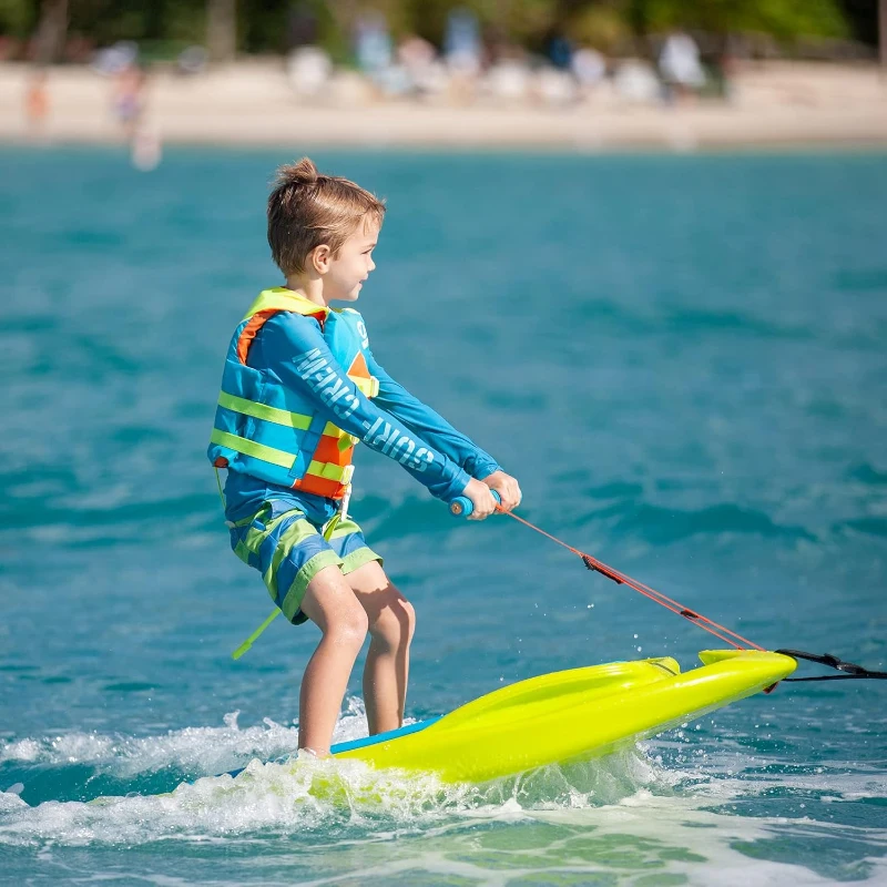 ZUP Coast Board All-in-One Kids Trainer (Wakeboard / Kneeboard / Water Skis) with Rope Handle – Versatile Beginner Board