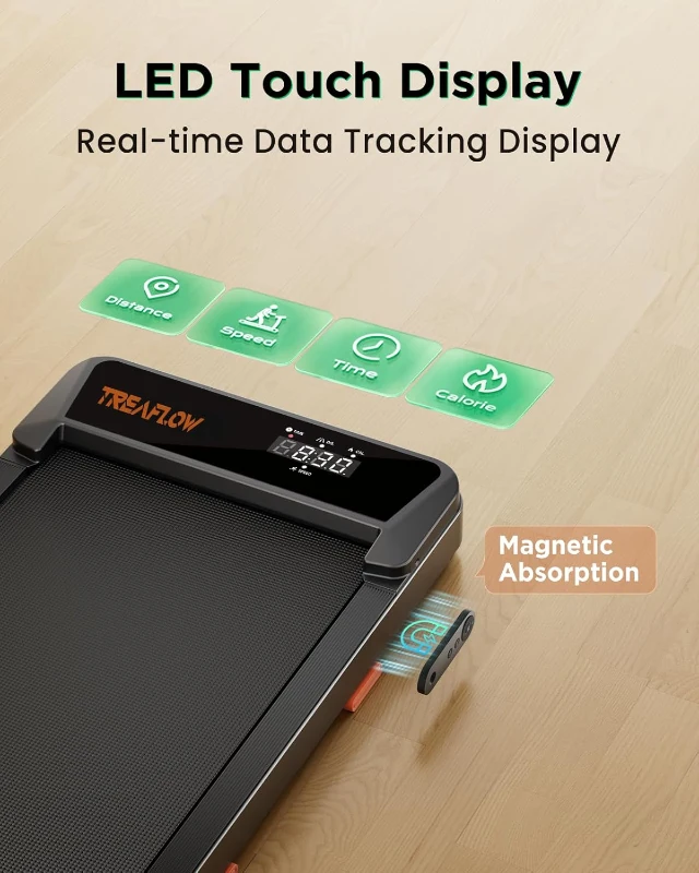 Treaflow Smart Walking Pad — 2.5HP Quiet Under-Desk Treadmill with 0–8% Incline, 265 lb Capacity, Remote Control and LED Display