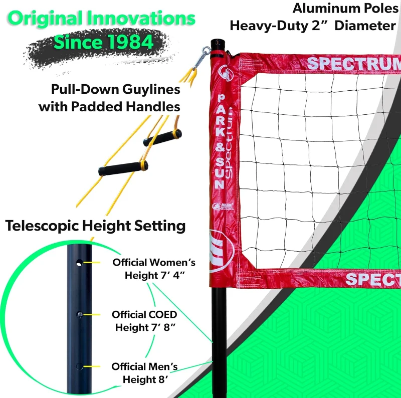 Park & Sun Sports — Spectrum Classic Adjustable Professional Outdoor Volleyball Set