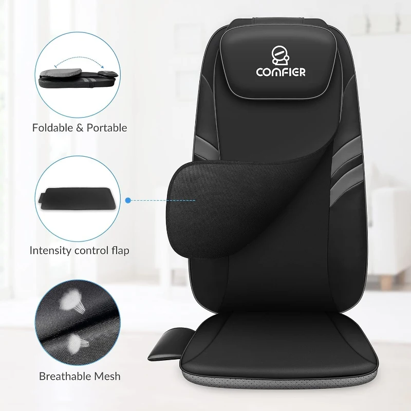 COMFIER Shiatsu Back Massager with App Control and Heat — Electric Chair Massage Pad with Adjustable Intensity and Seat Cushion for Office & Home, Ideal Gift for Mom and Dad