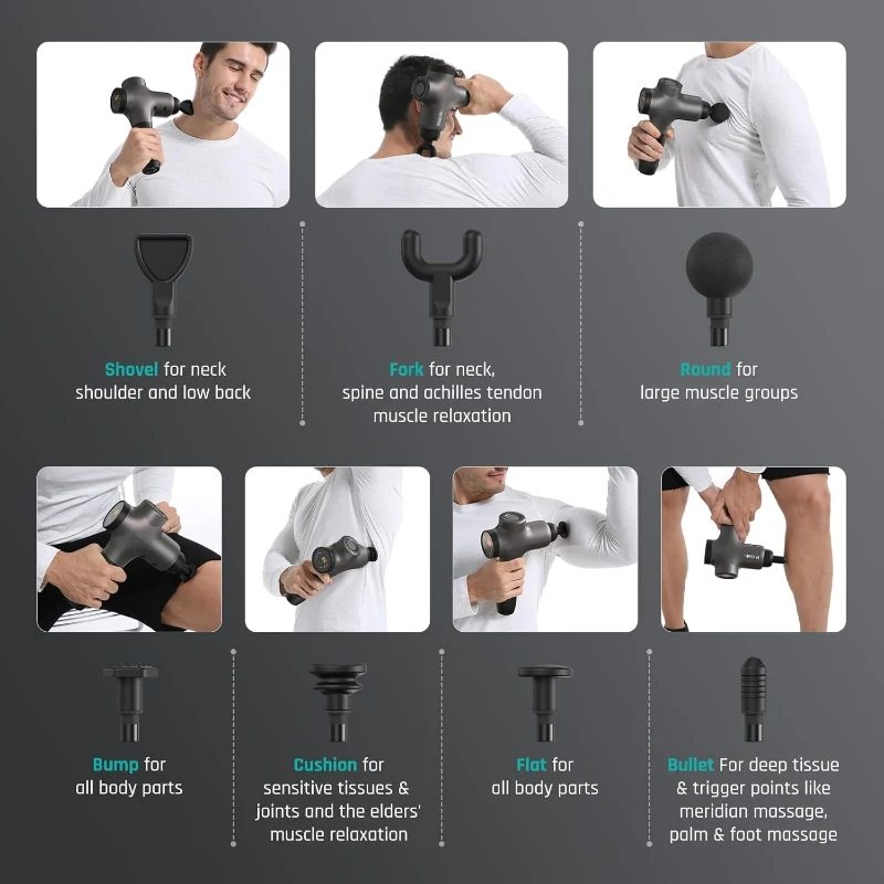 Mebak 3 Deep Tissue Massage Gun – Professional Percussion Massager for Athletes, Quiet Portable Design, Multi-Head Relief