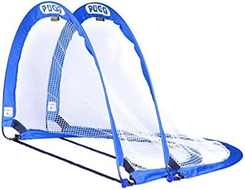 PUGG Original Pop-Up Soccer Goal – Portable Dual Goal Set with Carry Bag, Pegs & Spare Parts – Knitted Poly Net and Single-Piece Spring Steel Frame