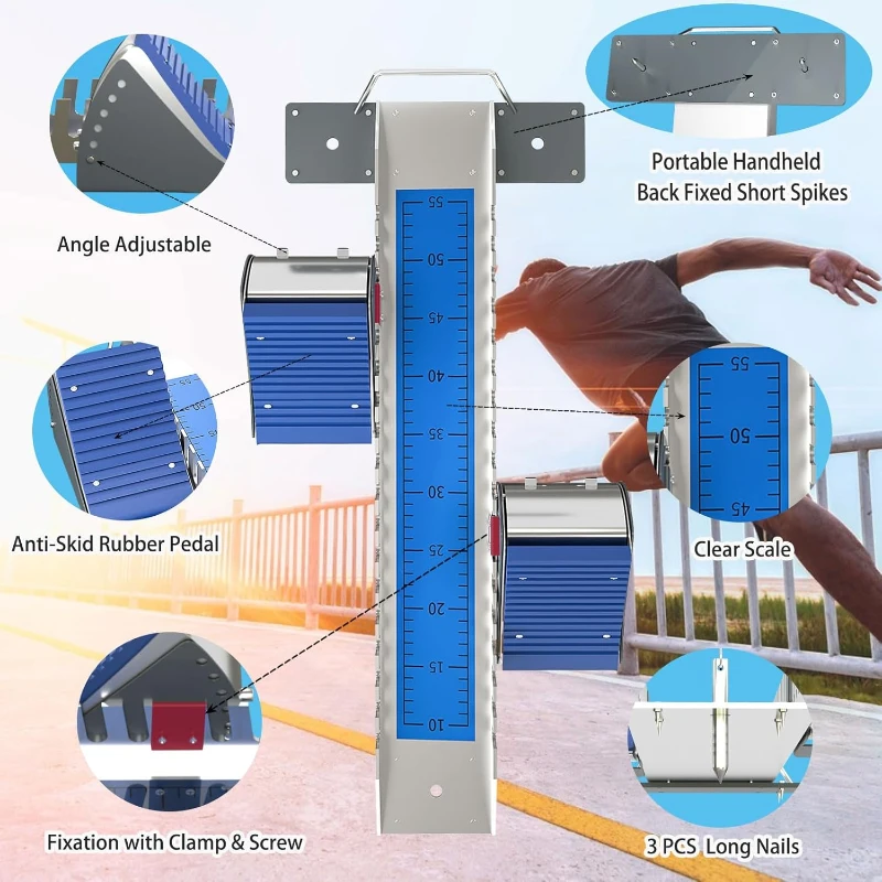 Multi-Function 25in Adjustable Starting Blocks – Aluminum Sprinter Pedals with 6 Angle Positions