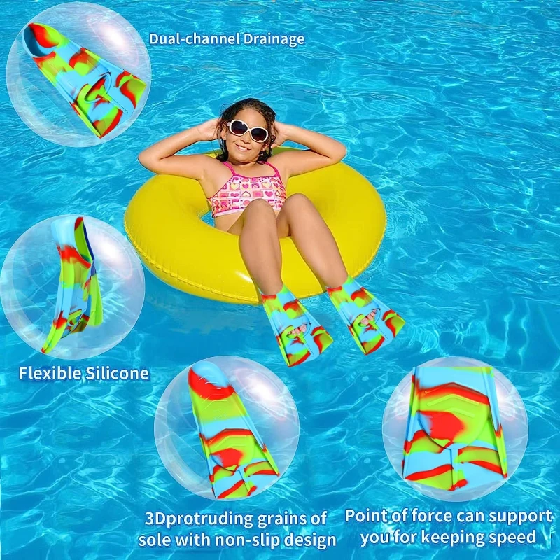 Beginner Kids Swim Fins — Short, Comfortable Flippers for Lap Training (Children, Girls & Boys)