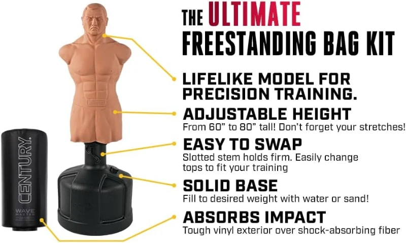 Century BOB XL Freestanding Boxing Dummy with Interchangeable Wavemaster Base — Adult Martial Arts & Kickboxing Training