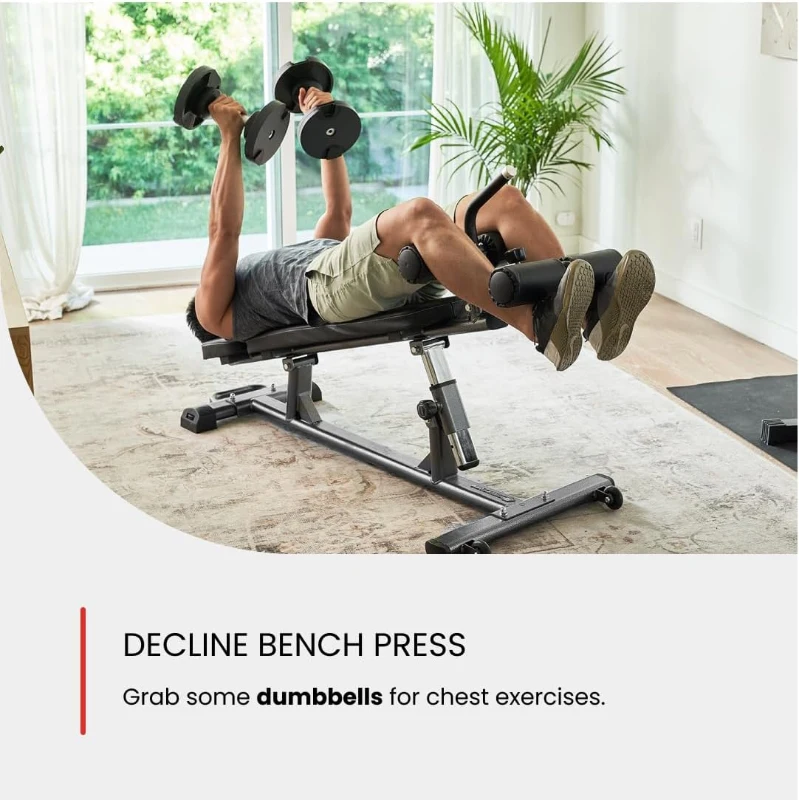 Finer Form Semi-Commercial Decline & Flat Weight Bench – Adjustable Sit-Up and Strength Training Bench for Abs, Crunches, Decline Presses with Reverse Crunch Handle