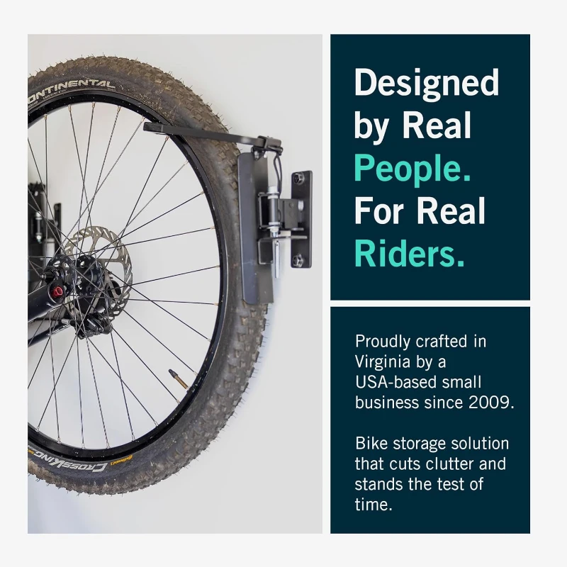 StoreYourBoard 120° Swivel Wall Bike Rack — Vertical Garage Mount with Adjustable Stopper, Space-Saving Hanger for Kids Bikes, BMX & More