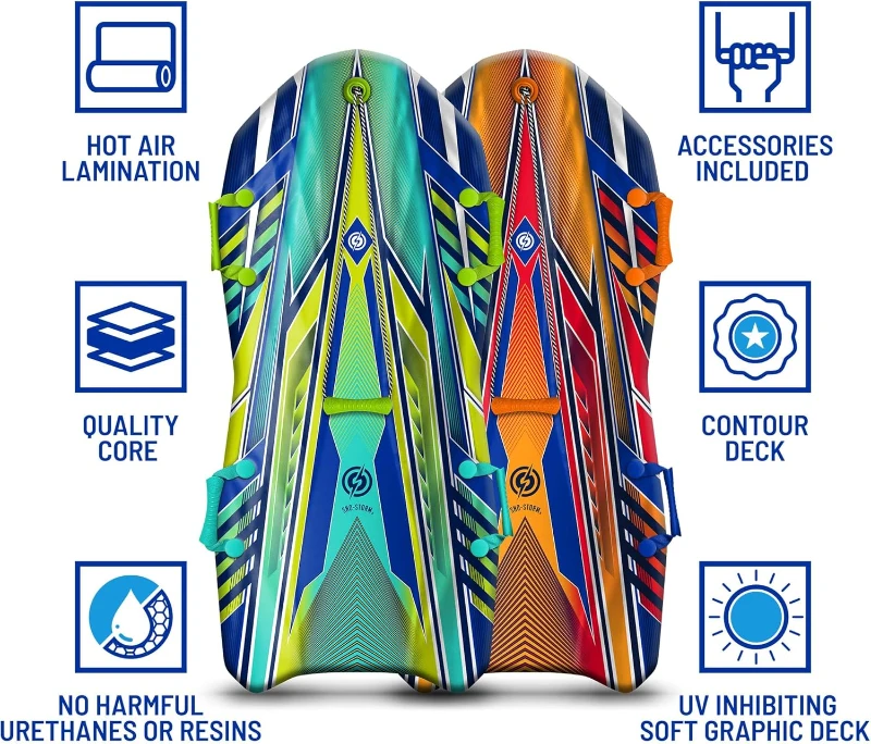 Sno-Storm Premium Foam Snow Sled — Contoured, Durable Foam Sled with Tow Rope and Handles, 50"" x 24"" Lightweight Ride