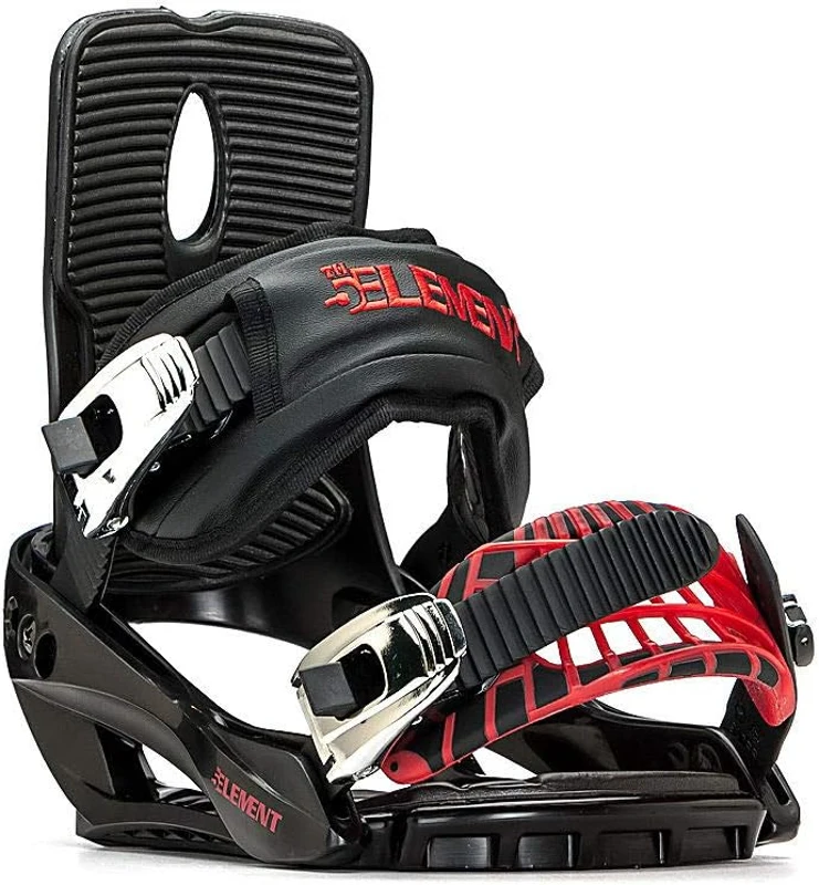 5th Element Summit Stealth Adult Men's Snowboard Bindings - Universal Mounting Disc & Hardware for New or Replacement Boards, Beginner to Intermediate
