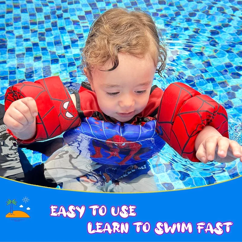 Toddler Floaties Swim Vest for Kids (22–66 lbs) — Arm Wings with Shoulder Harness, Baby Swim Trainer for Ages 2–7