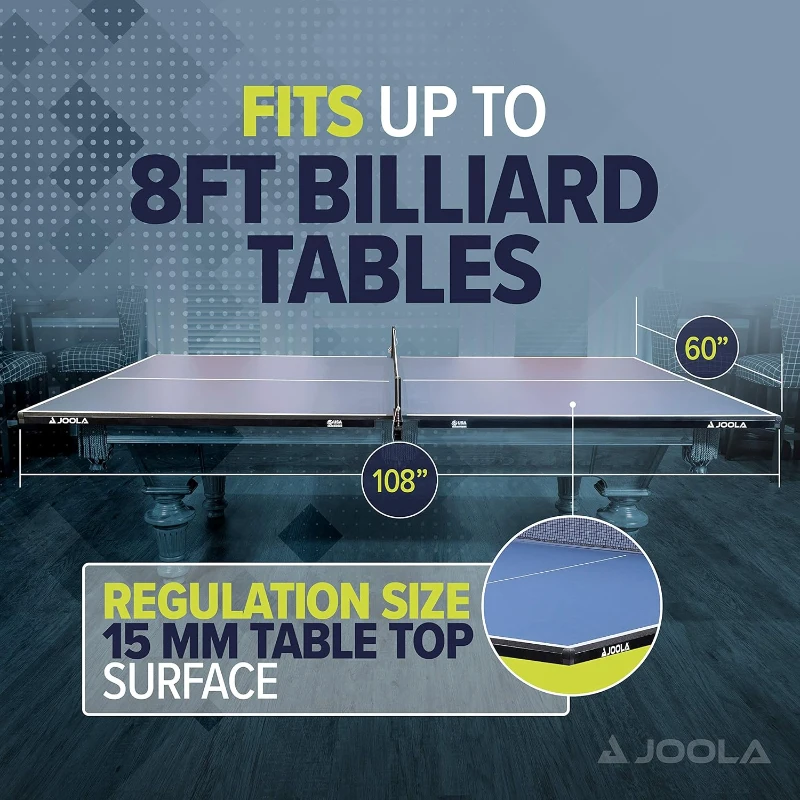JOOLA Regulation Ping Pong Conversion Top with Net Set for Pool & Billiard Tables — Foam Pads & Steel Apron Option