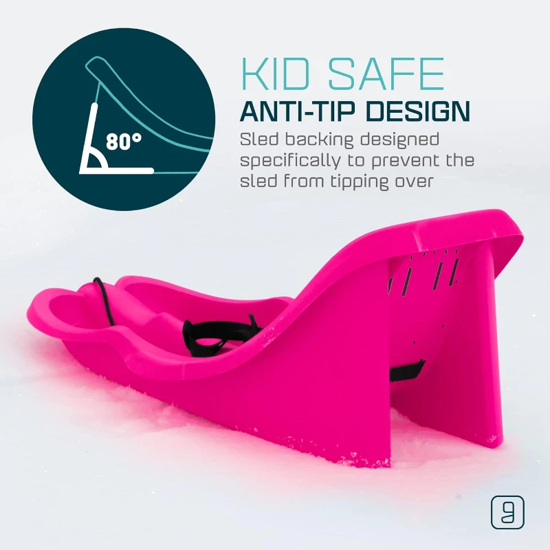 Gizmo Riders Infant/Toddler Snow Sled — 3-Point Safety Harness, Non-Slip Foam Seat, Retractable Tow Strap, Durable Plastic, Fits 6 Months–3 Years (Up to 55 lb)