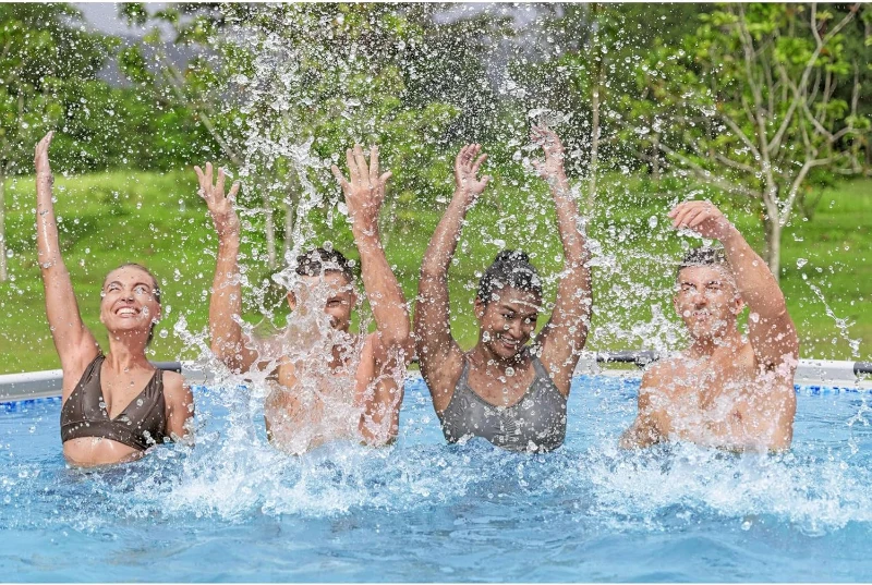 Bestway Steel Pro MAX 14-Foot x 48-Inch Round Above-Ground Pool Set, Gray — Metal Frame with Filter Pump, Ladder & Cover