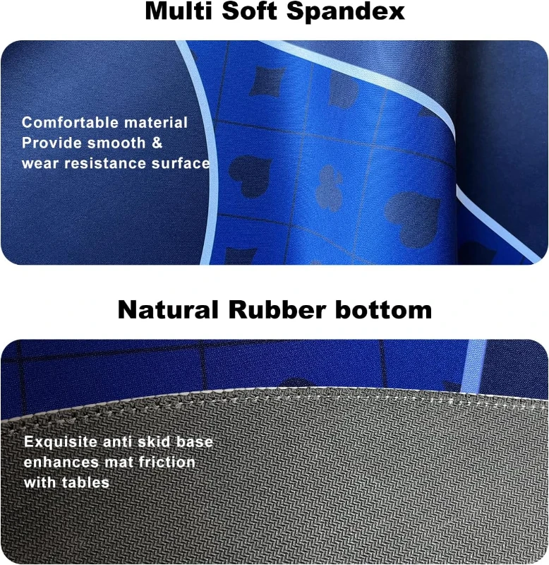 YUZPKRSI 94 x 47 Inch Poker Mat with Reinforced Sewn Edges - 10 Player Texas Hold'em Rubber Table Top, Foldable Portable Topper with Carry Bag for Poker & Blackjack