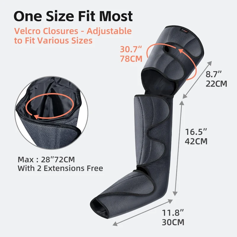 SHINE WELL Air Compression Leg Massager — Full-Leg Circulation & Pain Relief with 3 Modes, 3 Intensities, Adjustable Wraps and Extenders