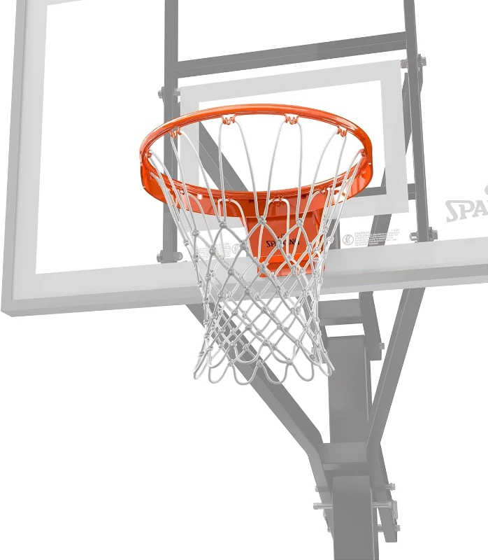 Spalding 18-inch Regulation Steel Basketball Rim with Included Net — Choose Fixed or Breakaway, Replacement for Indoor/Outdoor Use