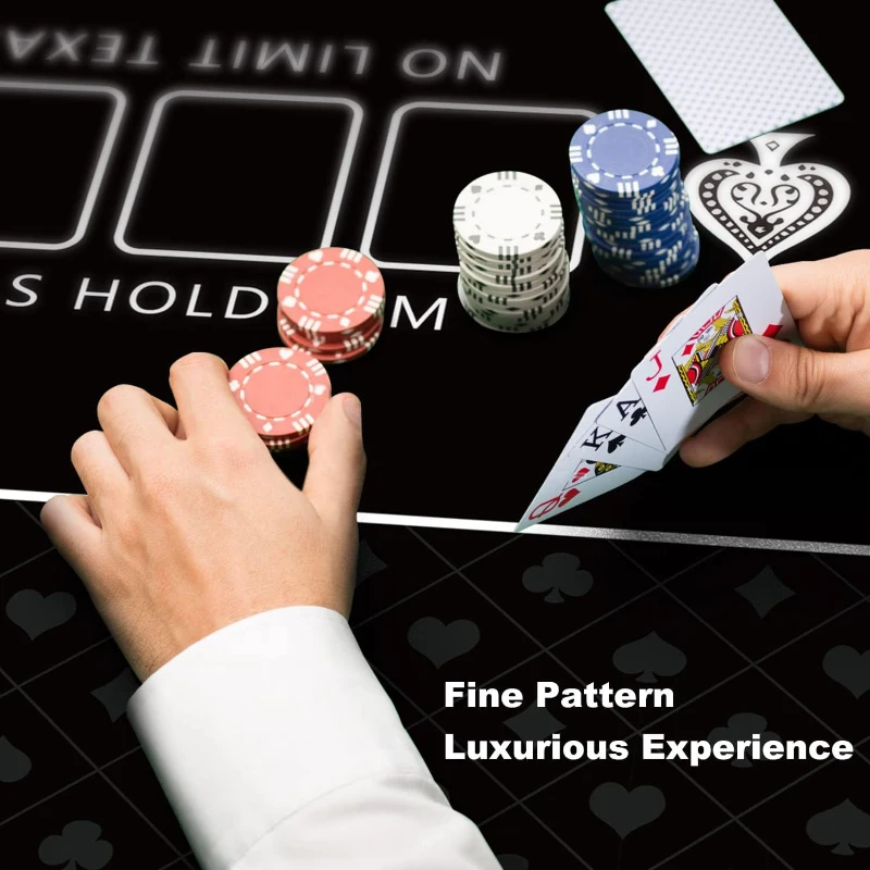 YUZPKRSI 70 x 35 Inch Poker Mat — 8-Player Texas Hold'em Rubber Table Topper, Folding Portable Layout with Carrying Bag for Poker, Blackjack, Casino