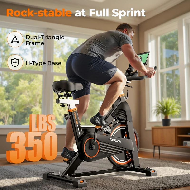 YOSUDA PRO Magnetic Exercise Bike 010C — Light-Commercial Indoor Cycling with 45 lb Flywheel, 100-Level Resistance, 350 lb Capacity, Silent Belt Drive