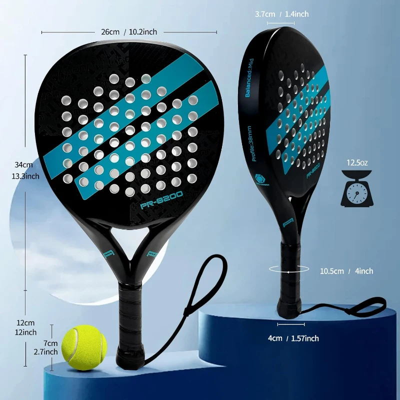 EVA Memory Foam Core Padel Racket with Carbon Fiber Surface – Lightweight, Round Shape