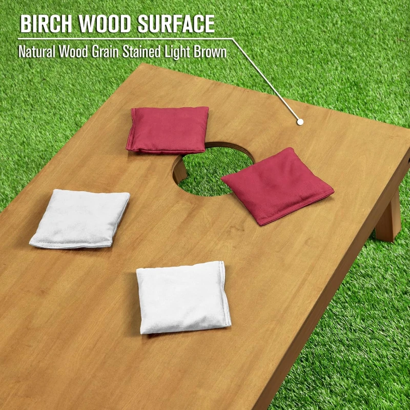 GoSports Regulation 4 ft x 2 ft Wooden Cornhole Set — Solid Pine Boards with Carrying Case — Official Size Bean Bag Toss