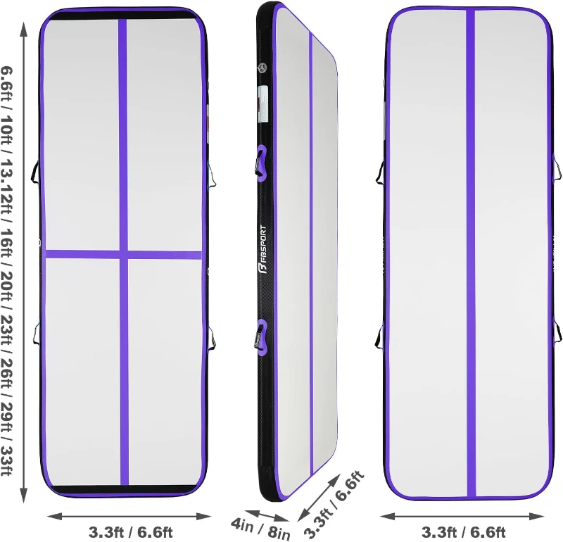 FBSPORT Inflatable Air Gymnastics Track – 20ft, 4/8-inch Thick Inflatable Training Mat with Electric Pump for Home, Club and Professional Use