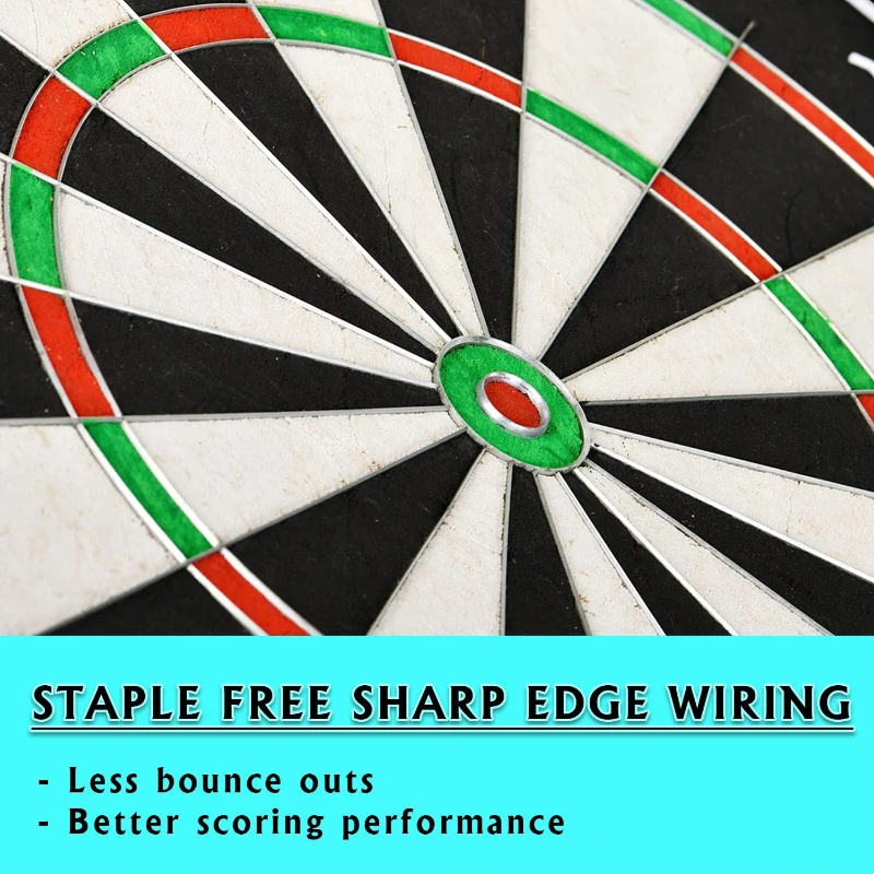 LinkVisions Professional Dartboard with Staple-Free Wiring, Tournament Size, 12 18g Steel-Tip Darts & Mounting Accessories