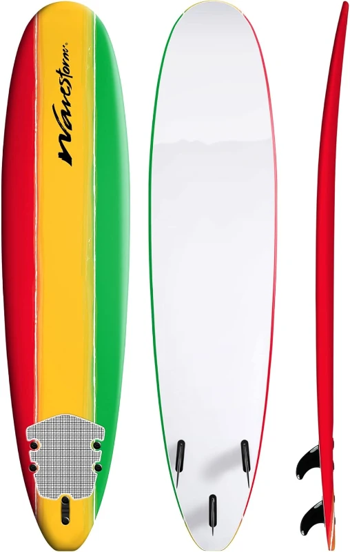 Wavestorm 8' Classic Soft-Top Surfboard with Rasta Graphic