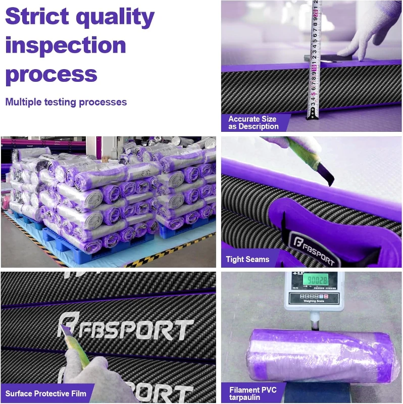 FBSPORT Inflatable Air Gymnastics Track – 20ft, 4/8-inch Thick Inflatable Training Mat with Electric Pump for Home, Club and Professional Use