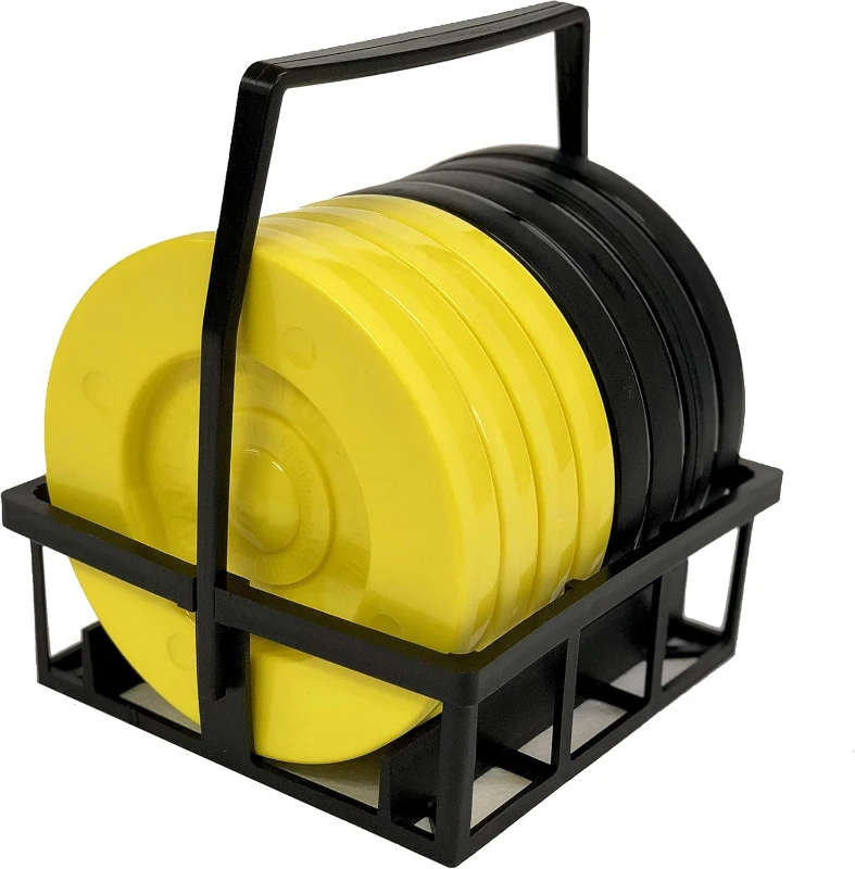 Allen Shuffleboard Tournament Set — 75"" Fiberglass Cues, Regulation 6"" Discs, Durable Carrier & Official Rules