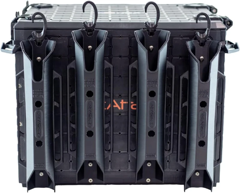 YakAttack BlackPak Pro 13in x 16in Kayak Fishing Crate – Black, 4 TetherTube Rod Holders | Lightweight Durable Customizable (Made in USA)