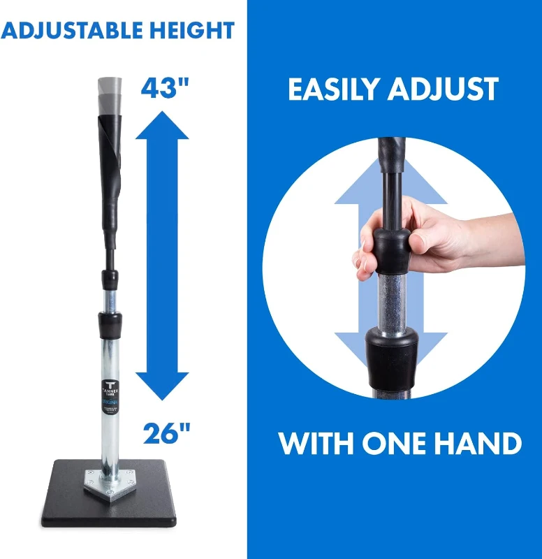 Tanner Tee Original Pro Hitting Tee – Adjustable 26""–43"", Steel Shaft, Composite Base, Flextop