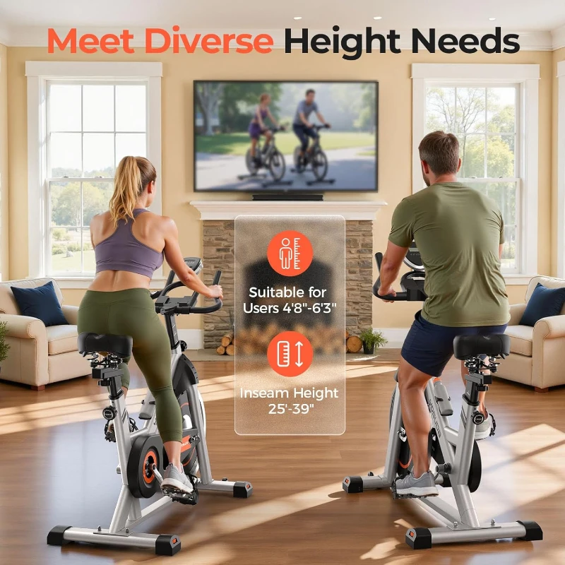 YOSUDA Brake-Pad Stationary Bike with App Support, 45 lb Flywheel, Magnetic Control, 350 lb Capacity and Low Noise Design