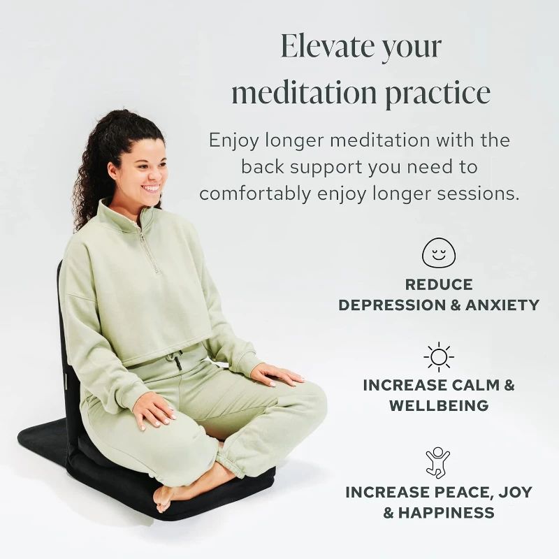 Mindful Modern Pro Folding Meditation Chair - 5-Position Adjustable Floor Seat with Back Support and Detachable Buckwheat Cushion