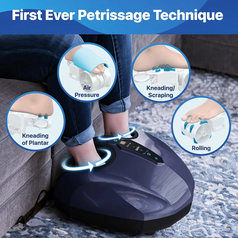 MIKO Deep-Kneading Foot Massager with Compression, Shiatsu and Heat for Plantar Fasciitis & Neuropathy - Fits up to Men’s Size 12
