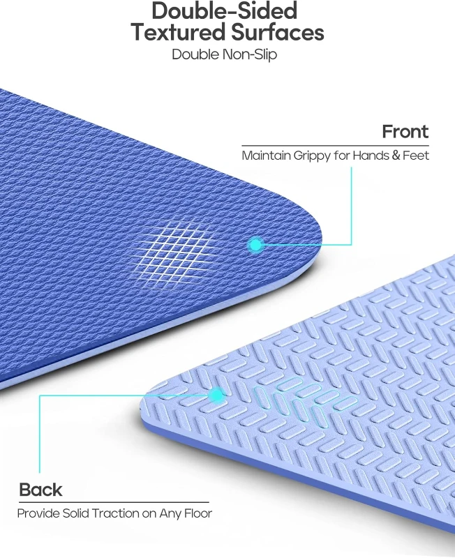 Heathyoga Eco-Friendly TPE Yoga Mat with Body Alignment System, SGS-Certified Non-Slip Surface and 6mm Cushioning, Extra-Large 72"" x 26""