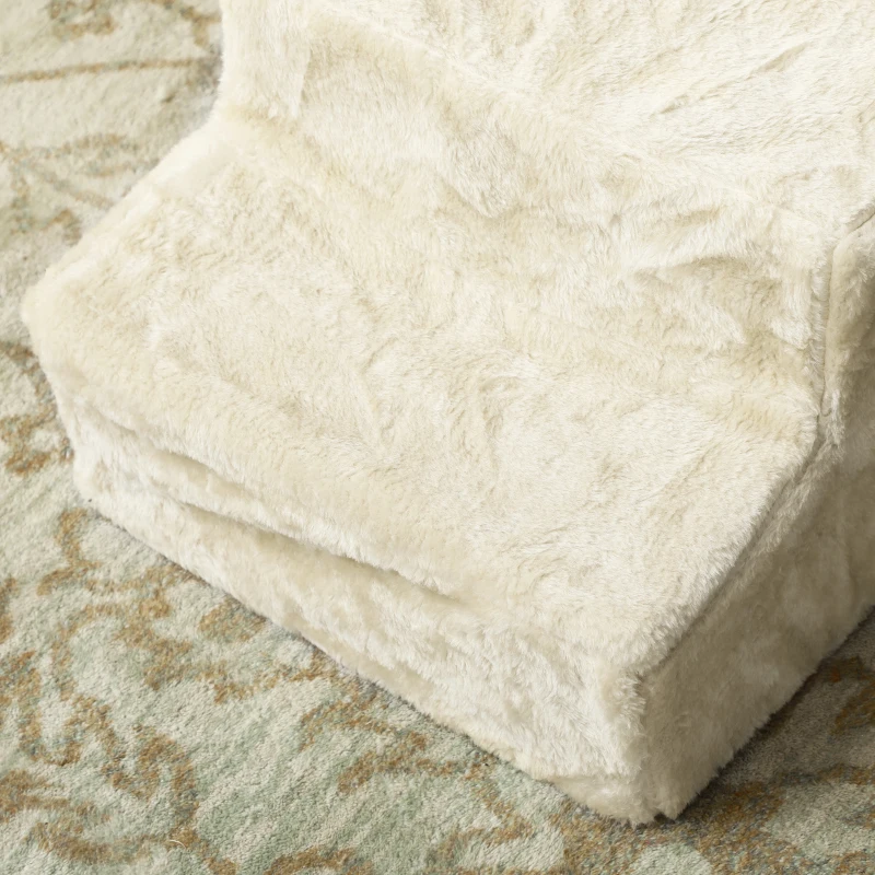 PawHut 3-Step Dog Ramp for Sofa, Bed, and Couch, Pet Steps Ladder with Removable Cover, Beige