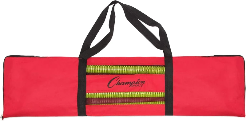 Champion Sports APSET Outdoor Agility Pole Set – Four 66-inch Yellow Poles with Spring-Loaded Ground Spikes and Carry Bag