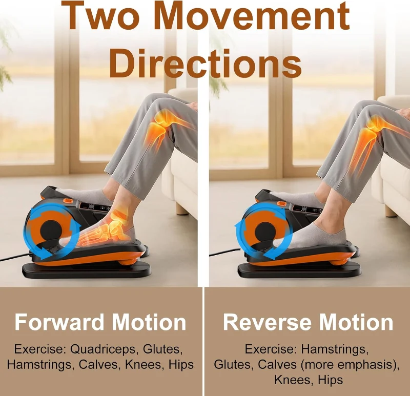 VIVURN 028 Under-Desk Elliptical — 12-Speed, 5-Mode Motorized Leg Trainer for Seated Use, Low-Noise for Home & Office