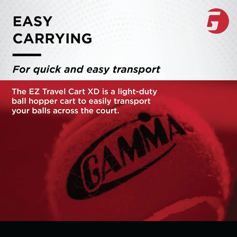 GAMMA Sports EZ Travel Cart – Portable Tennis, Pickleball & Padel Ball Hopper with Foldable Compact Design, Lightweight Durable Frame, Compatible EZ Bags, 150 or 250-Ball Capacity, Premium Carrying Case Included