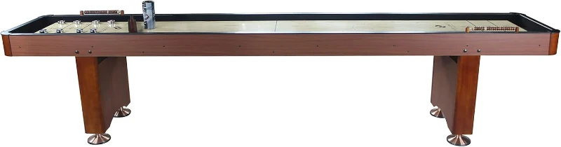 Playcraft Woodbridge Shuffleboard Table with Storage Cabinet — Pro-Style Table Set (Made in USA) with 8 Pucks, Abacus, Brush & Wax