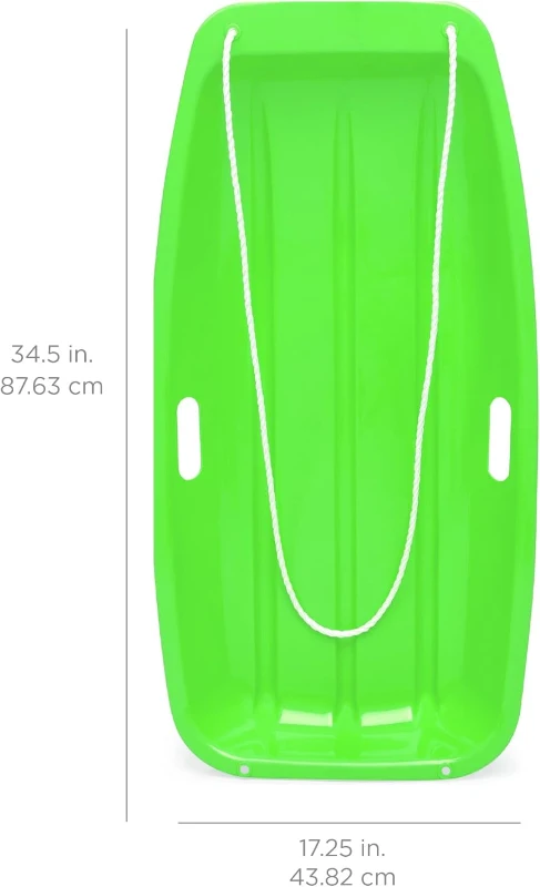 Best Choice Products Kids 35in Plastic Toboggan — Dual Handles & Nose Pull Rope