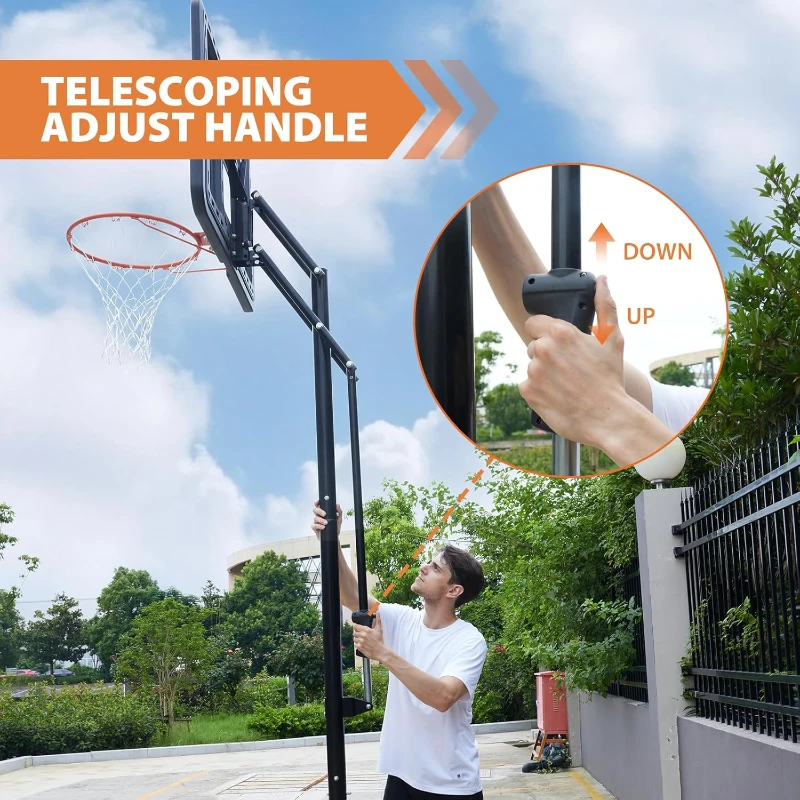 AWII SPORT Portable Outdoor Basketball Hoop — 44-inch Impact-Resistant PC Backboard, Labor-Saving Quick-Adjust 4.8–10 ft System with Wheels