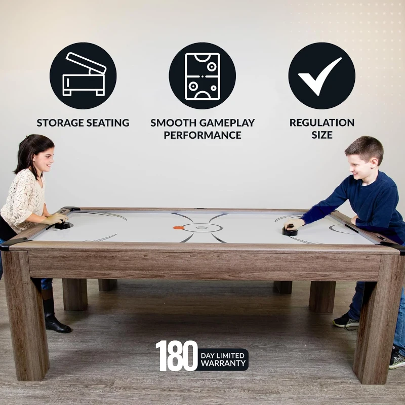 Hathaway Driftwood 84-inch 3-in-1 Air Hockey Table with Ping Pong Top & Dining Surface