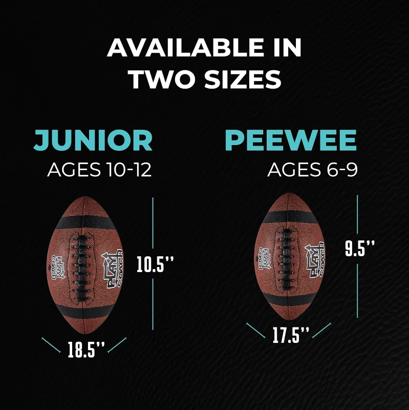 Youth Junior & Peewee Football with 10 Passing Routes — Leather Kids Football (Junior & Peewee Sizes) Endorsed by Drew Brees, Great for Ages 6–12