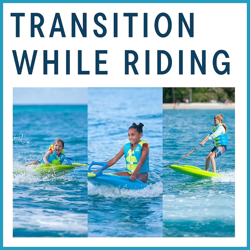 ZUP Coast Board All-in-One Kids Trainer (Wakeboard / Kneeboard / Water Skis) with Rope Handle – Versatile Beginner Board