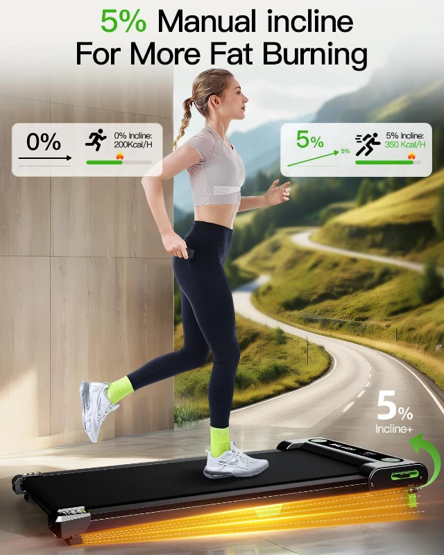Akluer Incline Walking Pad — 2.5 HP Under-Desk Compact Treadmill with Remote & LED Display