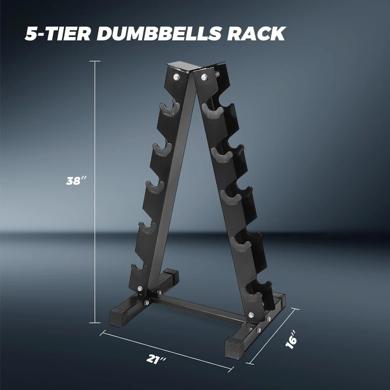 RitFit Rubber-Encased Hex Dumbbell Set (350 lb Total) with 6-Tier Rack — Coated Hand Weights for Home Gym Training