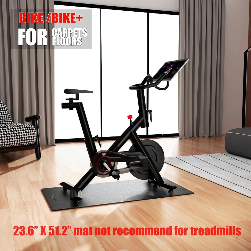 Cycleclub 6mm Thick Bike Mat for Peloton & Stationary Bikes — Exercise Bike Trainer Pad for Indoor Spin Bikes, Ellipticals; Hardwood & Carpet Floor Protector (23.6"" x 51.2"")