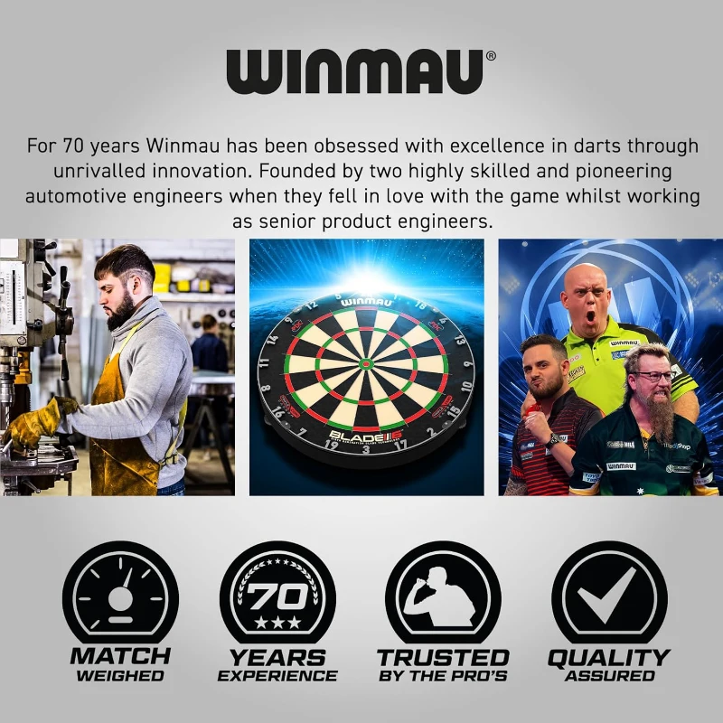 WINMAU Blade 6 Triple Core Carbon Dartboard – PDC-Endorsed Professional Tournament Board with Rota-Lock & Spirit Level