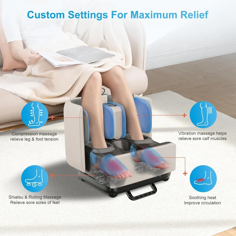 COMFIER 2-in-1 Shiatsu Foot & Calf Massager with Foldable Foot Rest, App Control, Heated Therapy for Foot Pain Relief — Gifts for Men & Women